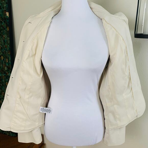 NEW Calvin Klein Size 12 Women's Cotton Blend Blazer jacket Beige Career - Picture 7 of 13